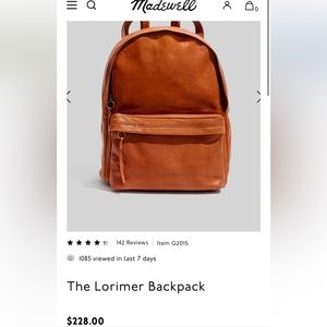 COPY - Madewell Lorimer Leather backpack